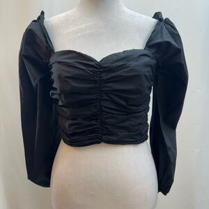 Lovers + Friends Black Ruched Crop Top S
